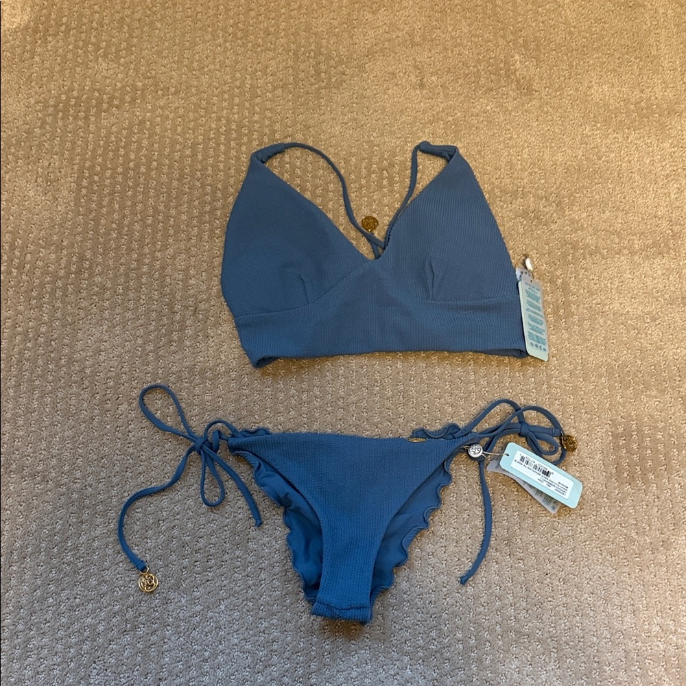 Luli Fama Dusty Blue Bikini Set